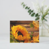 Carte Postale Postcard, Rustic Country Fall Sunflower Butterfly (Debout devant)