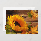 Carte Postale Postcard, Rustic Country Fall Sunflower Butterfly (Devant / Derrière)