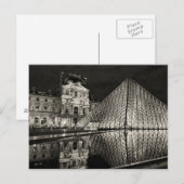 Carte Postale Postcard The Louvre Pyramid In Black / White Paris (Devant / Derrière)
