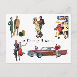 Carte Postale Postcard Vintage Retro Festive Fun Family Reunion