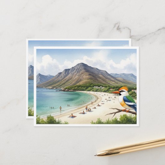 Carte Postale Postcard Volcano & Feather (Devant/Arrière en situation)