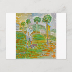 Carte Postale Postcard with a post-stamp on the card's backside.