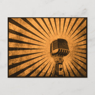 Carte Postale Postcard with Cool Vintage Microphone