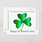 Carte Postale Postcard with Shamrock, St Patrick's Day Greeting (Devant / Derrière)
