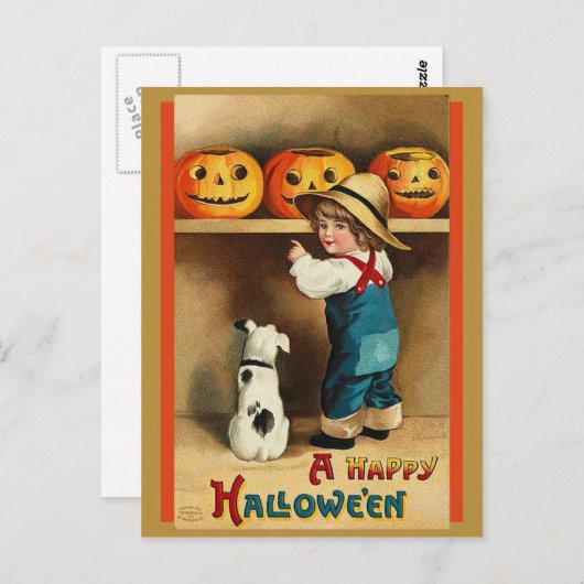 Carte Postale Poste d'Halloween vintage (Devant / Derrière)