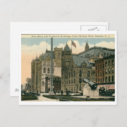 Carte Postale Poste, Newark, NJ Vintage (Devant / Derrière)