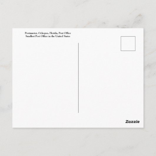 Carte Postale Poste, Ochopee, Floride, Bureau de poste le plus p (Dos)