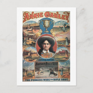 Carte Postale Poster advertising Annie Oakley featuring in Buffa