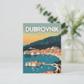 Carte Postale Poster d'art de voyage nostalgique de Dubrovnik Cr (Debout devant)