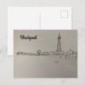 Carte Postale Poster d'art original de Blackpool Tower (Devant / Derrière)