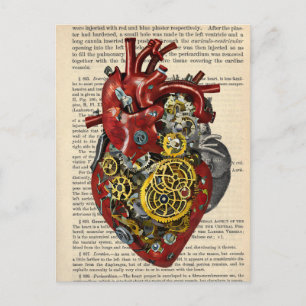 Carte Postale Poster d'art Steampunk Coeur Humain Anatomie