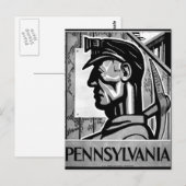 Carte Postale Poster de charbon de Pennsylvanie WPA 1938 (Devant / Derrière)