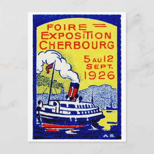 Carte Postale Poster de Cherbourg France 1926 (Devant)