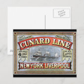 Carte Postale Poster de Cunard Line New York Liverpool (Devant / Derrière)