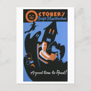 Carte Postale Poster de la bibliothèque WPA vintage Lecture octo