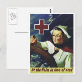 Carte Postale Poster de la Croix-Rouge - Infirmière à la barre (Devant / Derrière)