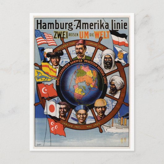 Carte Postale Poster de la ligne Amerika de Hambourg (Devant)