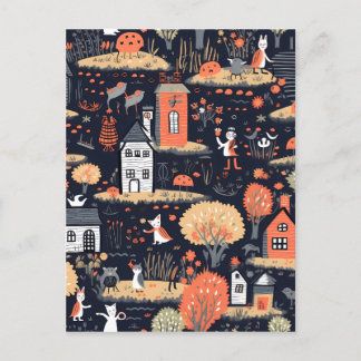 Carte Postale Poster de la ville d'Halloween