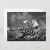 Carte Postale Poster de navire géant de calmar Kraken (Devant / Derrière)