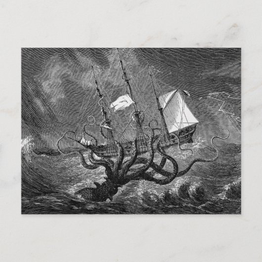 Carte Postale Poster de navire géant de calmar Kraken (Devant)