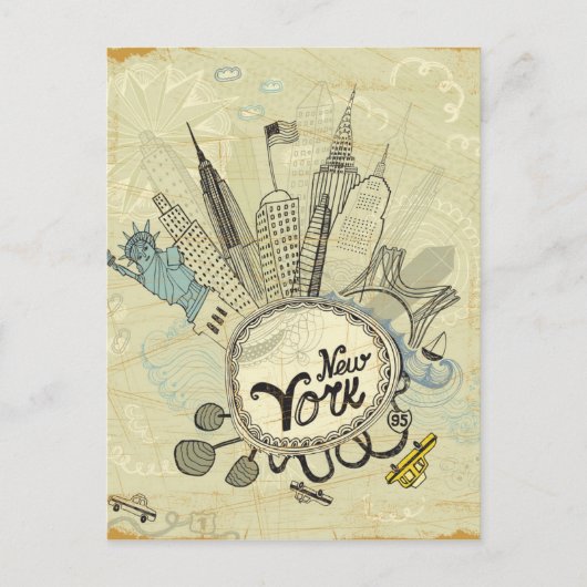 Carte Postale Poster de New York Doodle (Devant)