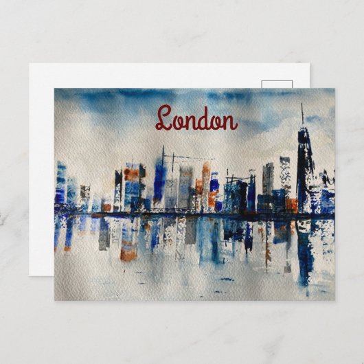 Carte Postale Poster de peinture Abstraite de London City Skylin (Devant / Derrière)