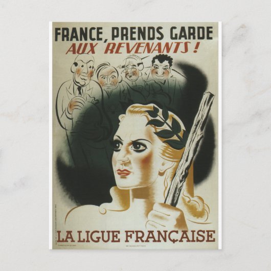 Carte Postale Poster de propagande de Laligue Francaise (Devant)