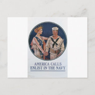 Carte Postale Poster de recrutement de l'ancienne marine vers 19