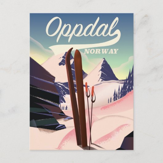 Carte Postale Poster de ski d'Oppdal Norway. (Devant)