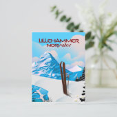 Carte Postale Poster de ski Lillehammer Norvège. (Debout devant)