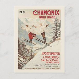 Carte Postale Poster de ski Vintage de Chamonix Mont Blanc