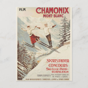 Carte Postale Poster de ski Vintage de Chamonix Mont Blanc