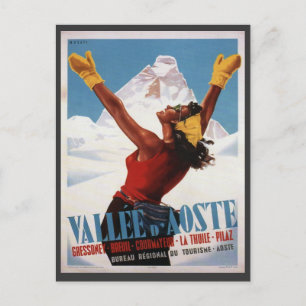Carte Postale Poster de ski vintage, Italie, Val d'Aosta