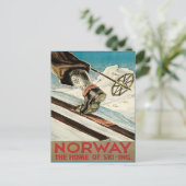 Carte Postale Poster de ski vintage, Norvège (Debout devant)