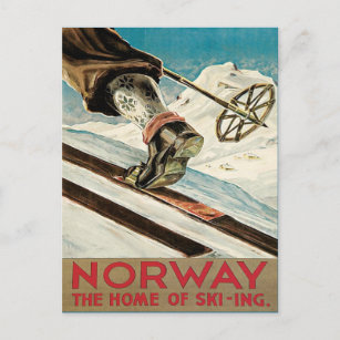 Carte Postale Poster de ski vintage, Norvège