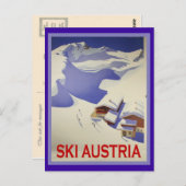 Carte Postale Poster de ski vintage, Ski Autriche (Devant / Derrière)