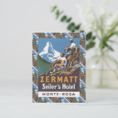Carte Postale Poster de ski vintage, Suisse, Zermatt, (Debout devant)