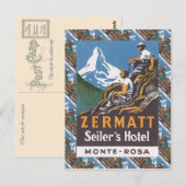 Carte Postale Poster de ski vintage, Suisse, Zermatt, (Devant / Derrière)