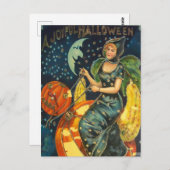 Carte Postale Poster de sorcière Halloween vintage (Devant / Derrière)