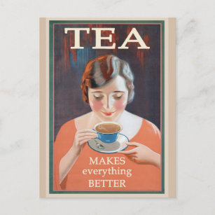 Carte Postale Poster de thé chaud Vintage