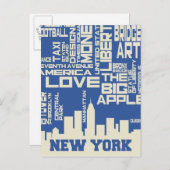 Carte Postale Poster de typographie de New York (Devant / Derrière)