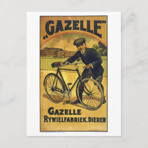Carte Postale Poster de vélo Vintage fin Gazelle Cycles