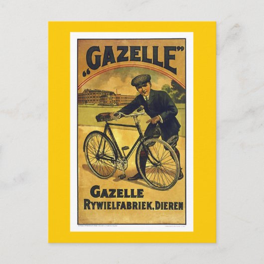 Carte Postale Poster de vélo Vintage Gazelle Cycles (Devant)