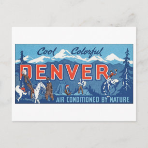 Carte Postale Poster de voyage de Denver couleur cool