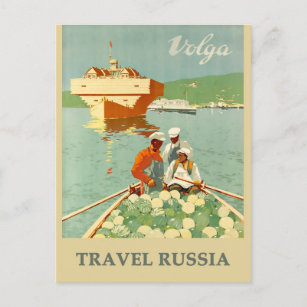Carte Postale Poster de voyage de la Volga de Russie vintage