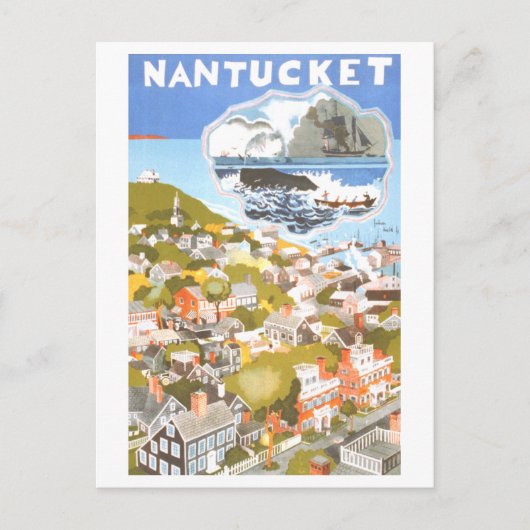 Carte Postale Poster de voyage de Nantucket vintage (Devant)