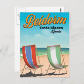 Carte Postale poster de voyage de plage de Benidorm (Devant / Derrière)