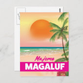 Carte Postale poster de voyage de plage de Magaluf Majorque (Devant / Derrière)