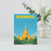 Carte Postale Poster de voyage de Retro Myanmar (Debout devant)