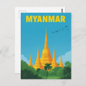 Carte Postale Poster de voyage de Retro Myanmar (Devant / Derrière)